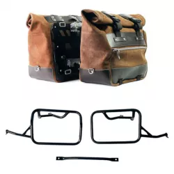 Paire de sacoches cuir fendu Cult Colorado Brown + cadres Unit Garage BMW R 12 NineT - 40/50 litres