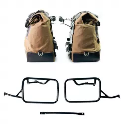 Paire de sacoches toile Cult beige/marron + cadres Unit Garage BMW R 12 NineT - 40/50 litres