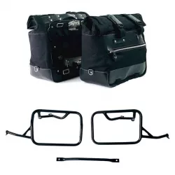 Paire de sacoches toile Cult noire/noire + cadres Unit Garage BMW R 12 NineT - 40/50 litres