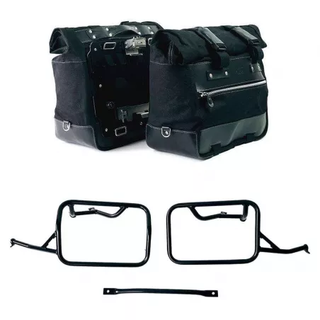 Set black/black Cult canvas panniers + frames Unit Garage BMW R 12 NineT - 40/50 liters