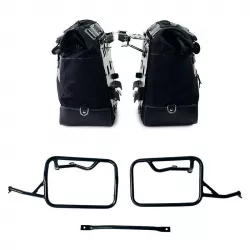 Paire de sacoches toile Cult noire/noire + cadres Unit Garage BMW R 12 NineT - 40/50 litres