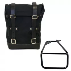 Black/black canvas bag + left bracket Unit Garage BMW R 12 NineT - 10/14 liters