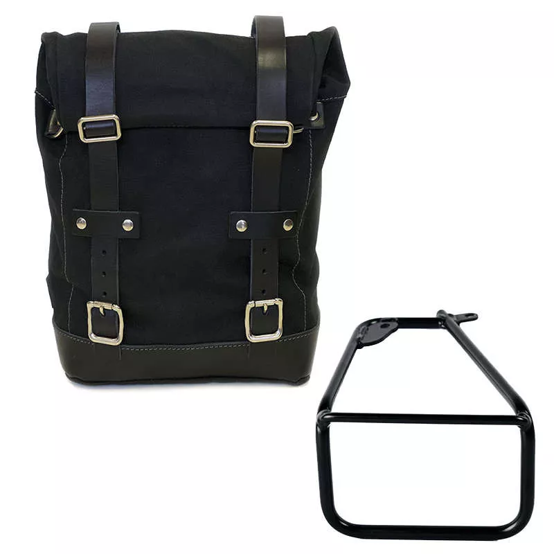 Sacoche toile noire/noire + support gauche Unit Garage BMW R 12 NineT - 10/14 litres