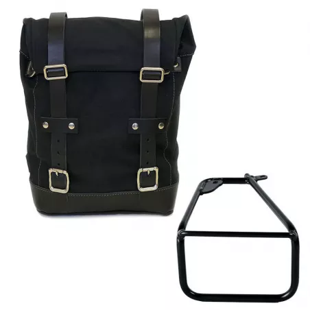 Sacoche toile noire/noire + support gauche Unit Garage BMW R 12 NineT - 10/14 litres