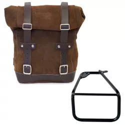 Set sacoche cuir fendu Colorado Brown + support gauche Unit Garage BMW R 12 NineT - 10/14 litres