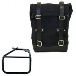 Black/black canvas bag + right bracket Unit Garage BMW R 12 NineT - 10/14 liters