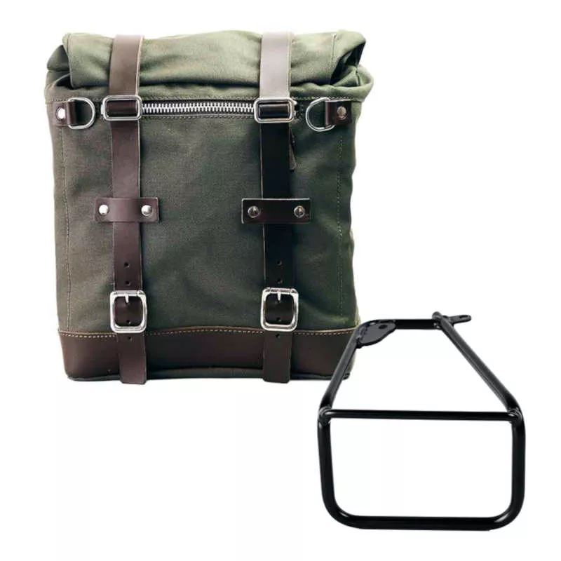 Unit Garage Set green Scram panniers + left-hand bracket BMW R 12 NineT - 22/30 liters