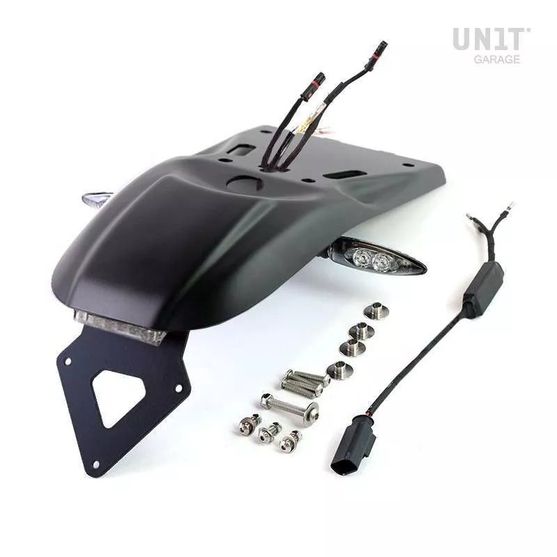 Garde-boue arrière Paris-Dakar avec plaque d'immatriculation Unit garage BMW R NineT - noir