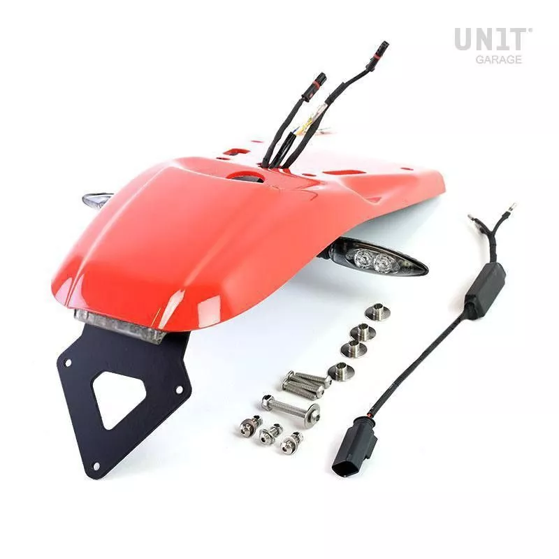 Paris Dakar rear mudguard with Unit garage BMW R NineT number plate - red