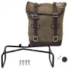 Waxed Moss Grey suede side pannier + double subframe Unit Garage BMW R NineT