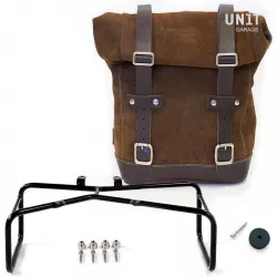 Sacoche latérale cuir fendu Colorado Brown + support double Unit Garage BMW R NineT
