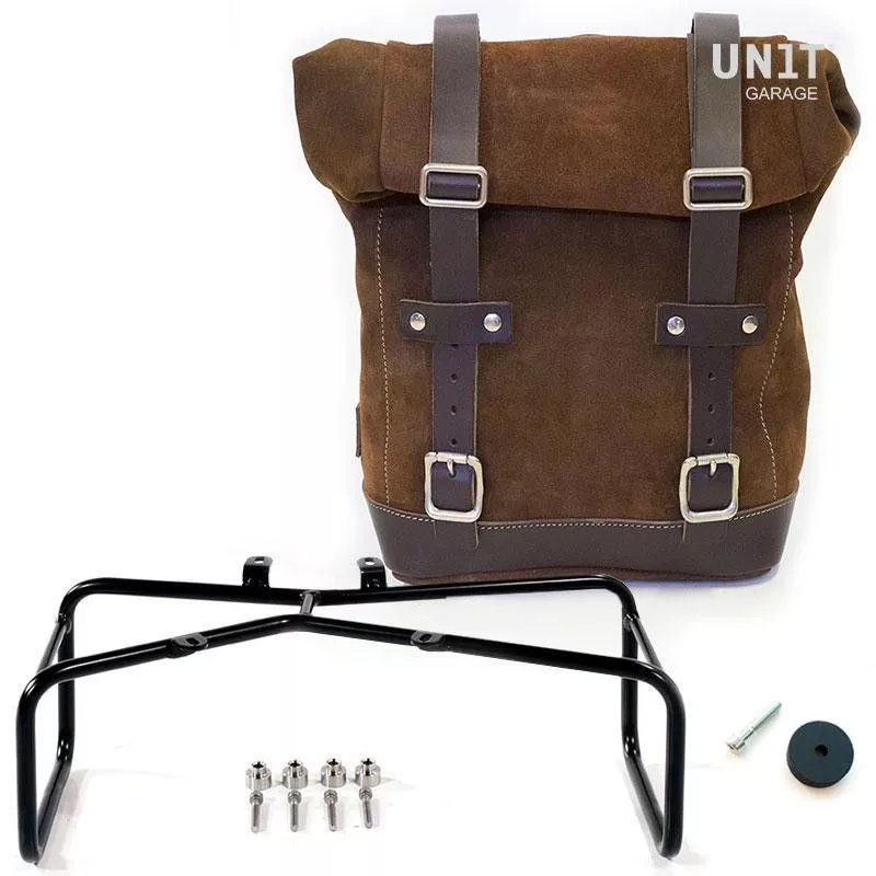 Set split leather bag Colorado Brown + support Unit Garage BMW R NineT - 22/30 liters