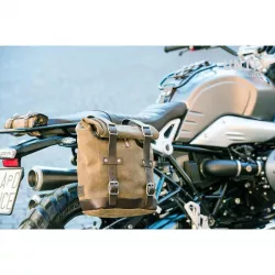 Unit Garage Moss Grey leather pannier set + right-hand bracket BMW R NineT - 22/30 liters
