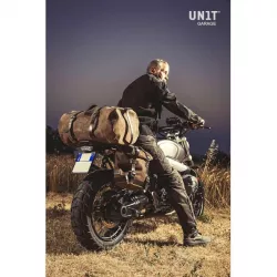 Set sacoche cuir fendu Moss Grey + support droit Unit Garage BMW R NineT - 22/30 litres