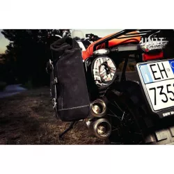 Set 2 sacoches toile beige + support Unit Garage BMW R NineT - 20/28 litres