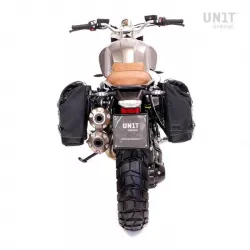 Set 2 sacoches toile beige + support Unit Garage BMW R NineT - 20/28 litres