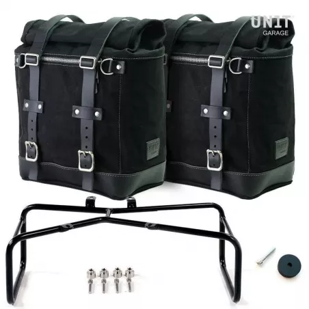 Set 2 sacoches Scram noir/noir + support double Unit Garage BMW R NineT -  22/30 litres