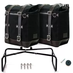 Set 2 black/brown Scram panniers + double Unit Garage stand BMW R NineT - 22/30 liters
