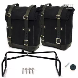 Set 2 leather panniers + double mount Unit Garage BMW R NineT 10/14 liters - Jet Black