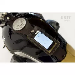 Leather phone holder for Unit Garage tank - brown