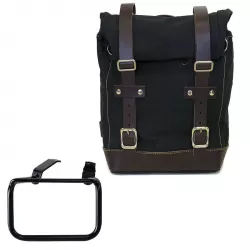 Black/brown canvas bag + right bracket Unit Garage BMW R 12 GS - 10/14 liters