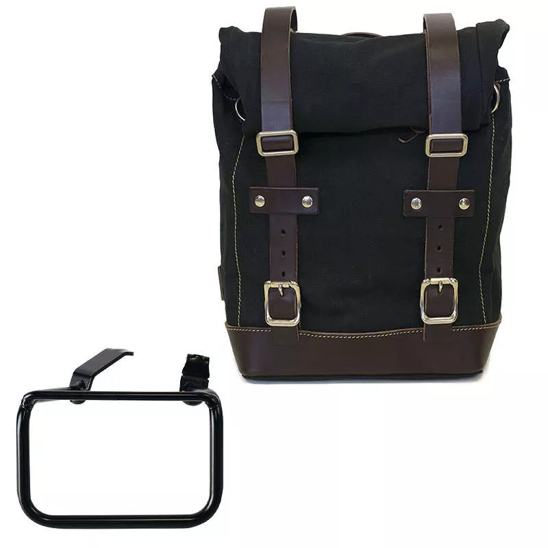Black/brown canvas bag + right bracket Unit Garage BMW R 12 GS - 10/14 liters