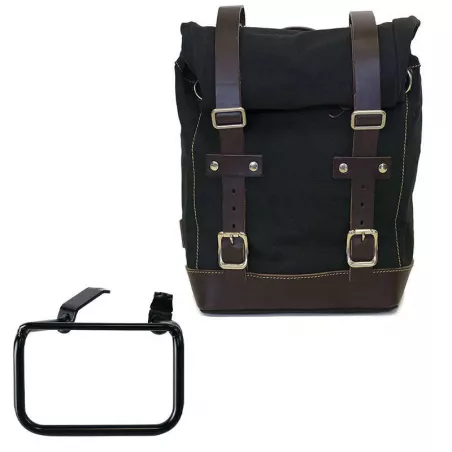 Black/brown canvas bag + right bracket Unit Garage BMW R 12 GS - 10/14 liters