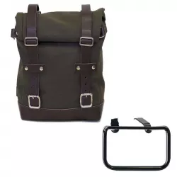 Green/brown canvas bag + left bracket Unit Garage BMW R 12 GS - 10/14 liters