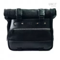 Paire de sacoches cuir fendu Cult Jet Black + cadres Unit Garage BMW R 12 GS - 40/50 litres