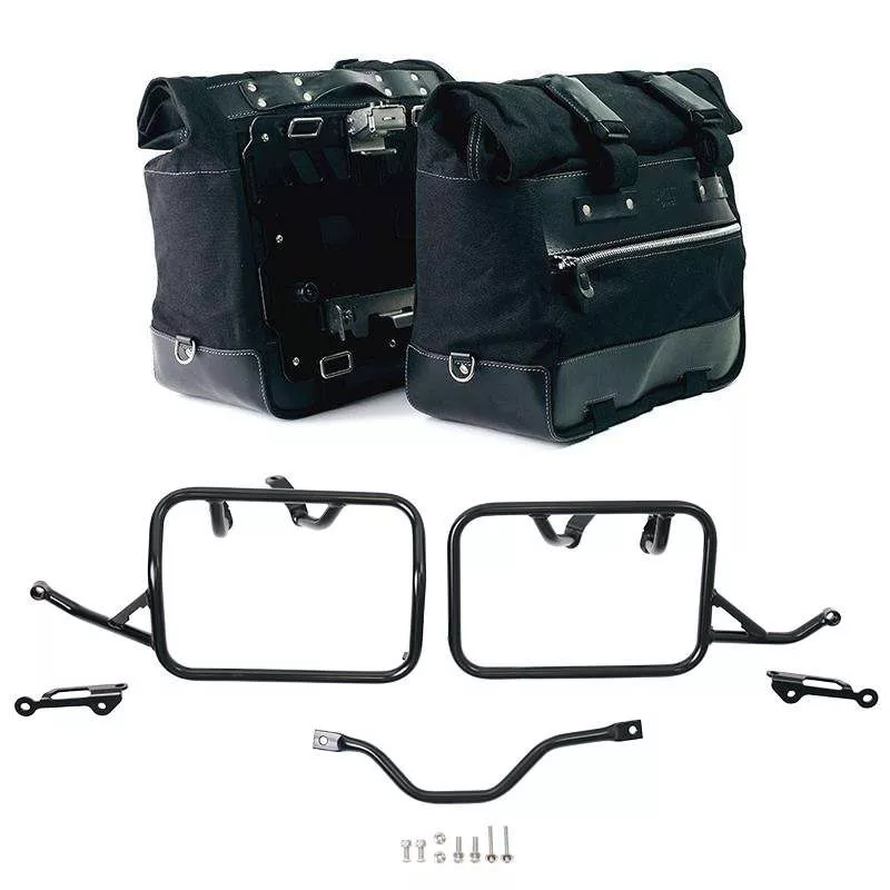 Paire de sacoches toile Cult noire/noire + cadres Unit Garage BMW R 12 GS - 40/50 litres