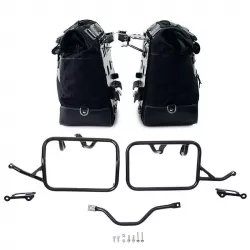 Paire de sacoches toile Cult noire/noire + cadres Unit Garage BMW R 12 GS - 40/50 litres