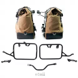 Set beige/brown Cult canvas panniers + frames Unit Garage BMW R 12 GS - 40/50 liters