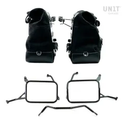 Set split leather panniers Cult Jet Black + frames Unit Garage Yamaha Ténéré 700 - 40/50 liters picture 2