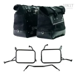 Set split leather panniers Cult Jet Black + frames Unit Garage Yamaha Ténéré 700 - 40/50 liters picture 1