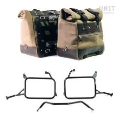 Set split leather panniers Cult Moss Grey + frames Unit Garage Yamaha Ténéré 700 - 40/50 liters picture 1