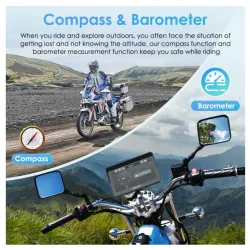 Carpuride W502 Pro Wireless Motorcycle Stereo | Dual Bluetooth Intercom, Compass & Barometer picture 7
