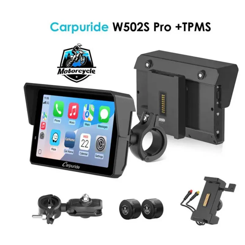 Carpuride W502S Pro | Universal Motorcycle CarPlay & Plug-and-Play BM05 Bracket picture 1