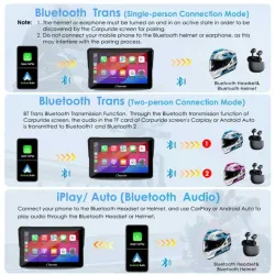 Carpuride W502 Pro Wireless Motorcycle Stereo with Optional TPMS | Dual Bluetooth Intercom, Compass & Barometer picture 5