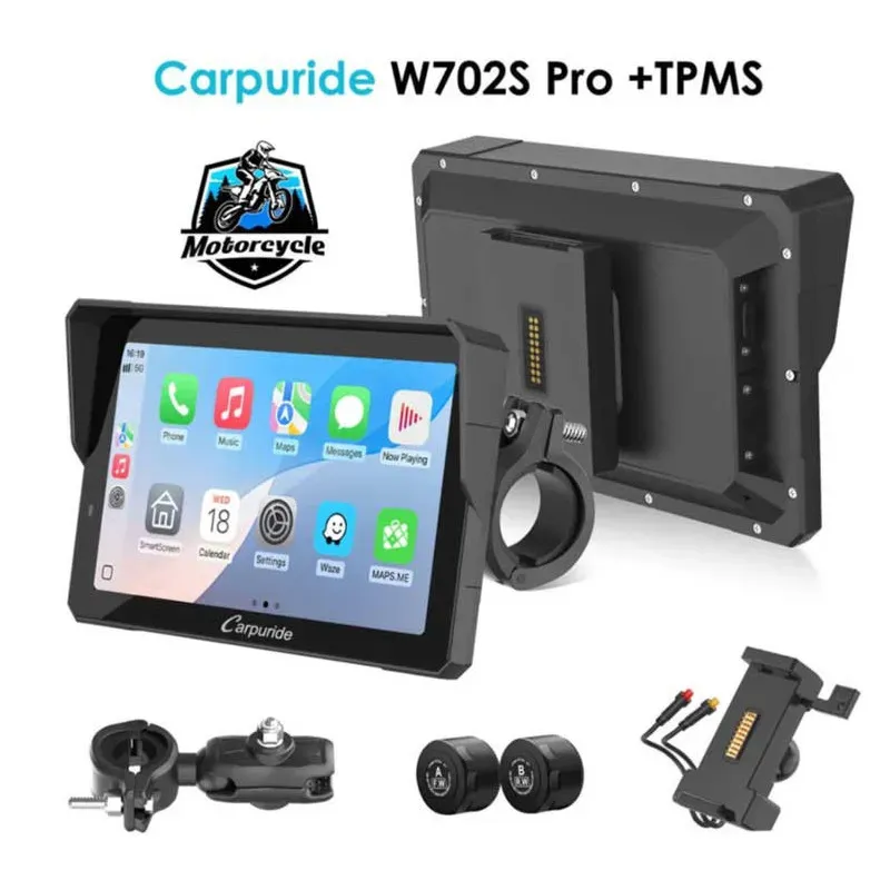 Carpuride W702S Pro | Universal Motorcycle CarPlay & Plug-and-Play BM05 Bracket picture 1