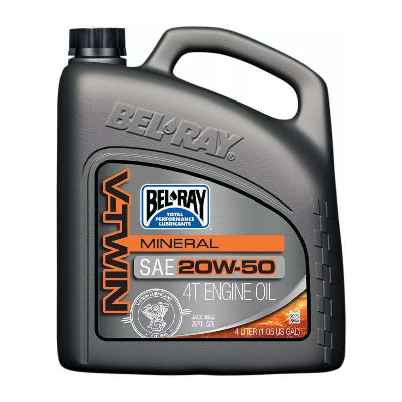Huile moteur 4 temps V-Twin minérale Bel-Ray - 20W50 4L